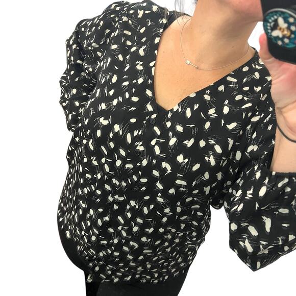 Lush X-LARGE Mila Relaxed Blouse - Stitch Fix Button Up Long Sleeve Elastic Cuff - Picture 2 of 14